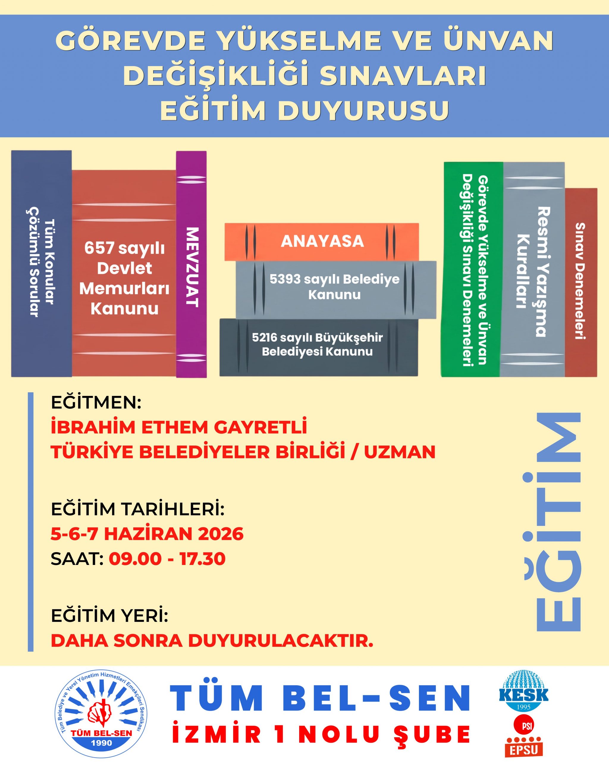 GÖREVDE YÜKSELME VE ÜNVAN DEĞİŞİKLİĞİ SINAVLARI EĞİTİM DUYURUSU